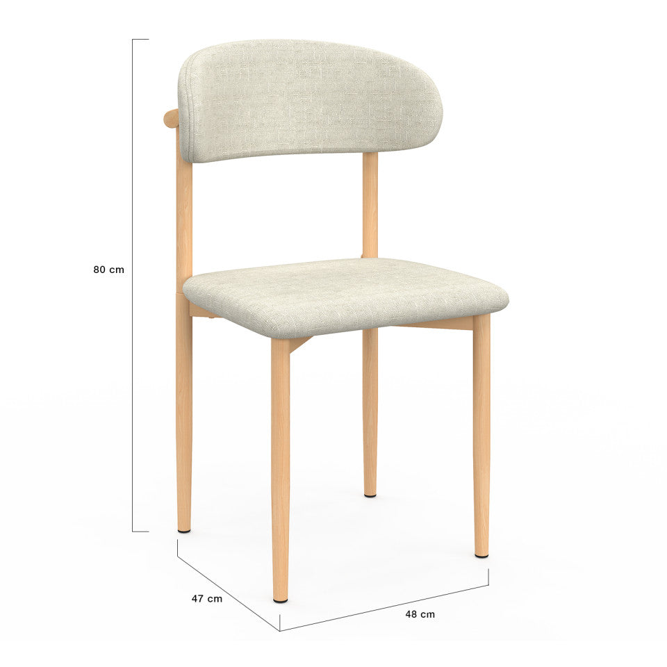 Lot de 6 chaises Callisto en tissu beige et pieds métal