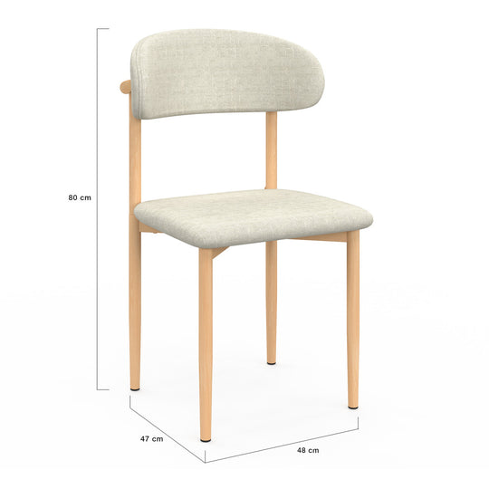Lot de 6 chaises Callisto en tissu beige et pieds métal