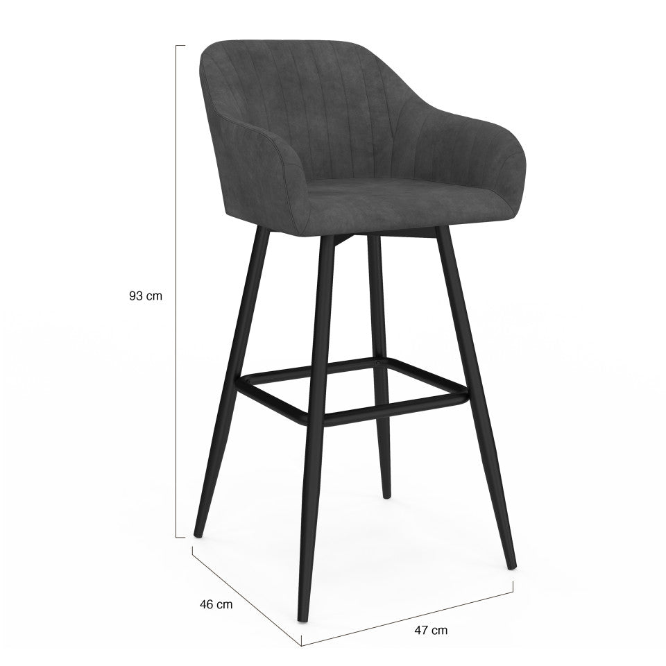 Lot de 2 tabourets Arriana Gris fonce