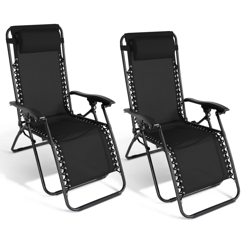 Lot de 2 fauteuils de jardin Relax inclinables noirs
