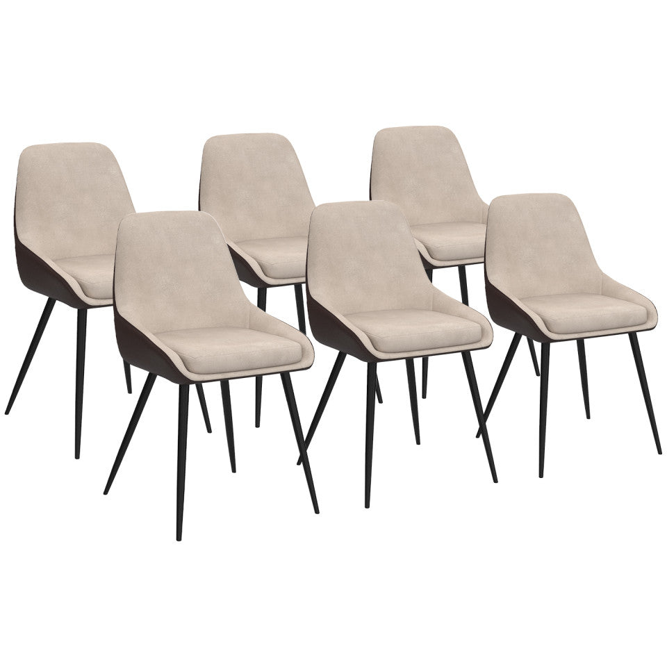 Lot de 4 chaises Ornella bi-matière taupe et marron pieds métal noirs