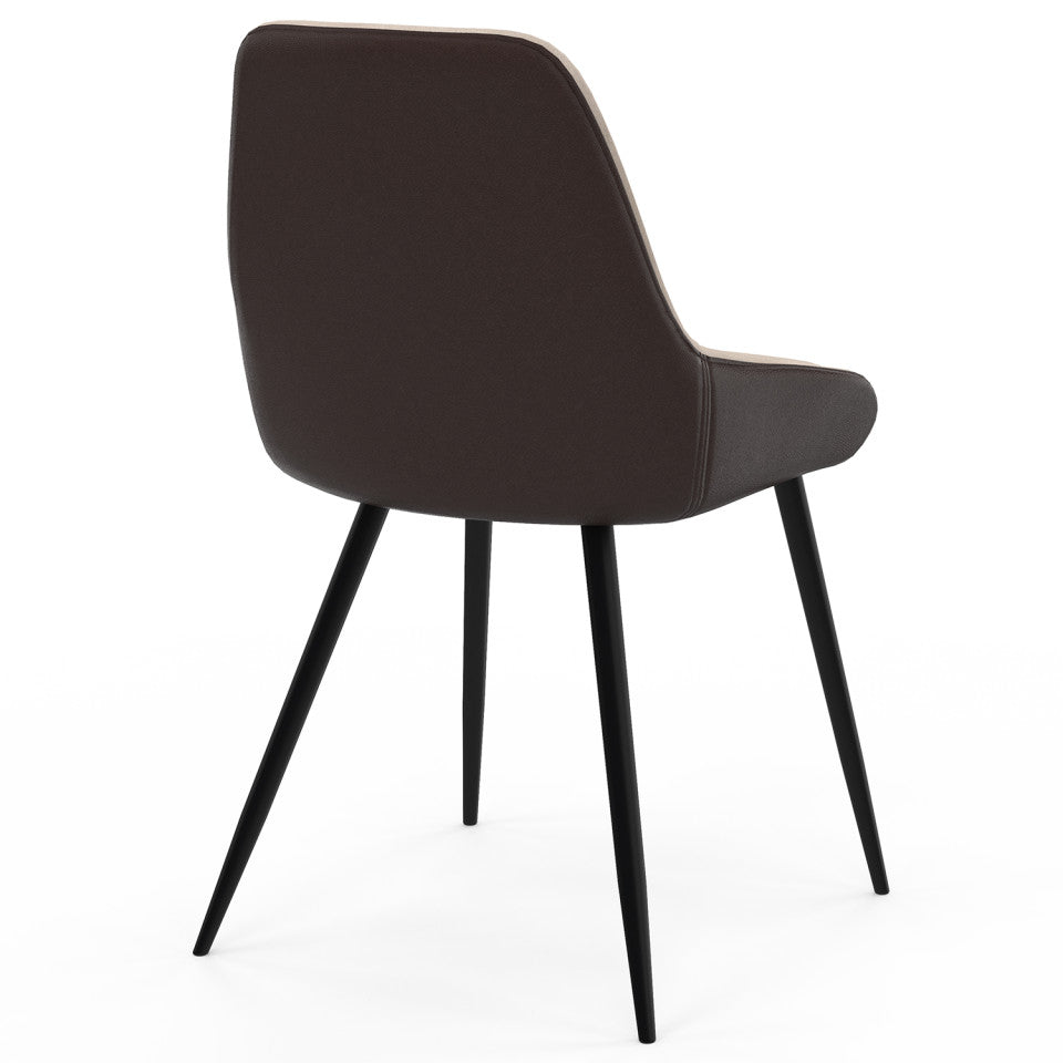 Lot de 4 chaises Ornella bi-matière taupe et marron pieds métal noirs