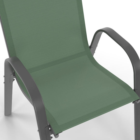 Lot de 6 chaises de jardin empilables textilène vert