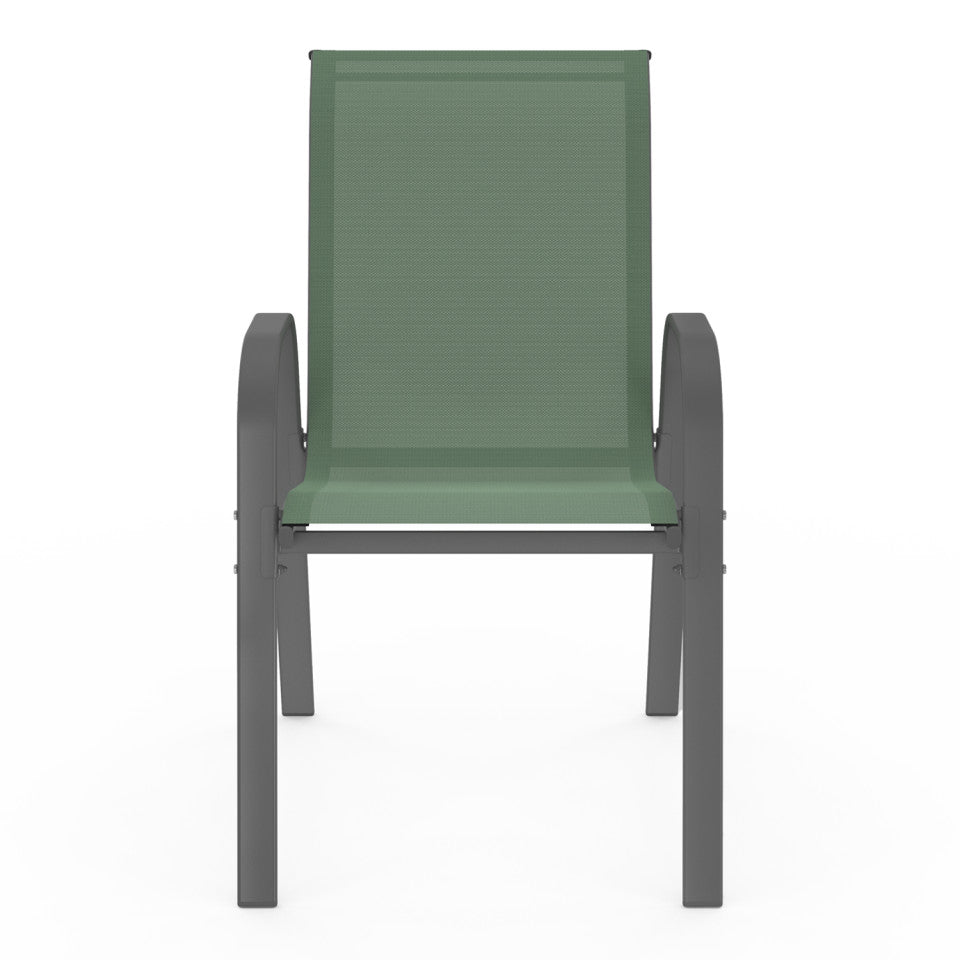 Lot de 6 chaises de jardin empilables textilène vert