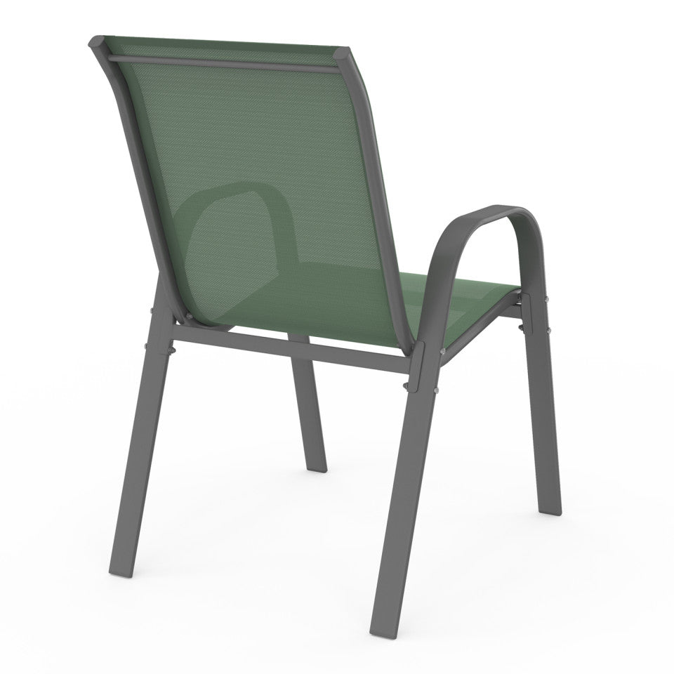 Lot de 6 chaises de jardin empilables textilène vert