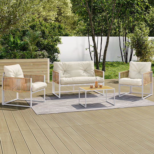Salon de jardin 4 places Ozea blanc