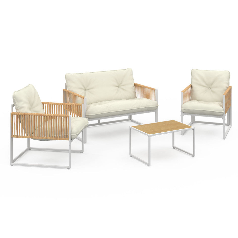 Salon de jardin 4 places Ozea blanc