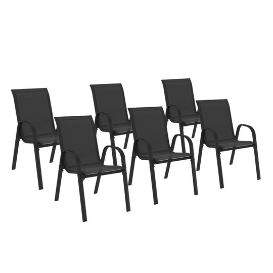 Lot de 6 chaises de jardin empilables textilène noire