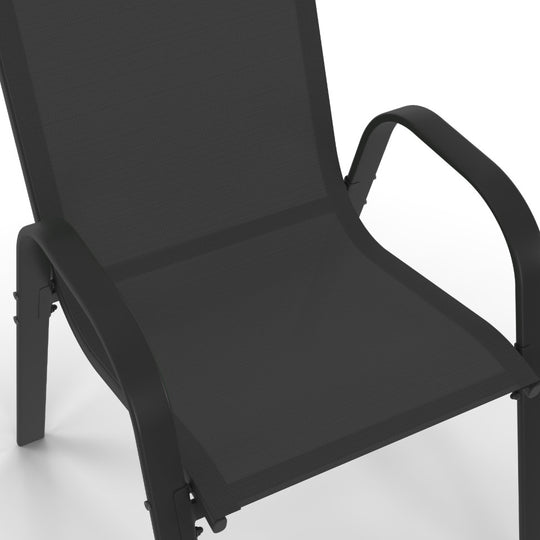 Lot de 6 chaises de jardin empilables textilène noire