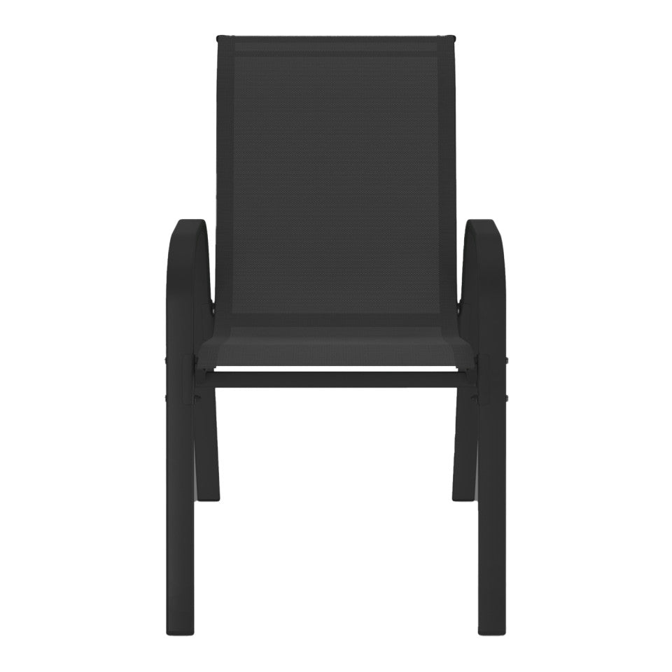 Lot de 6 chaises de jardin empilables textilène noire