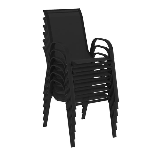 Lot de 6 chaises de jardin empilables textilène noire