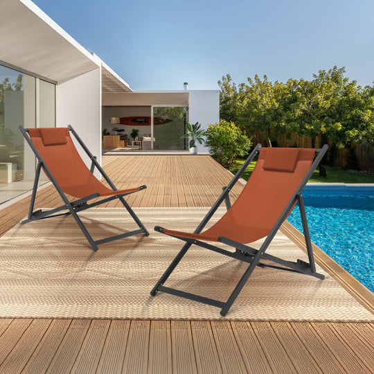 Lot de 2 chilienne en métal terracotta