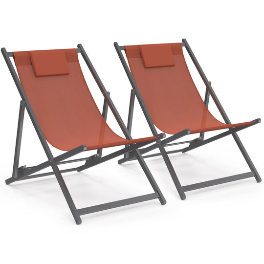 Lot de 2 chilienne en métal terracotta