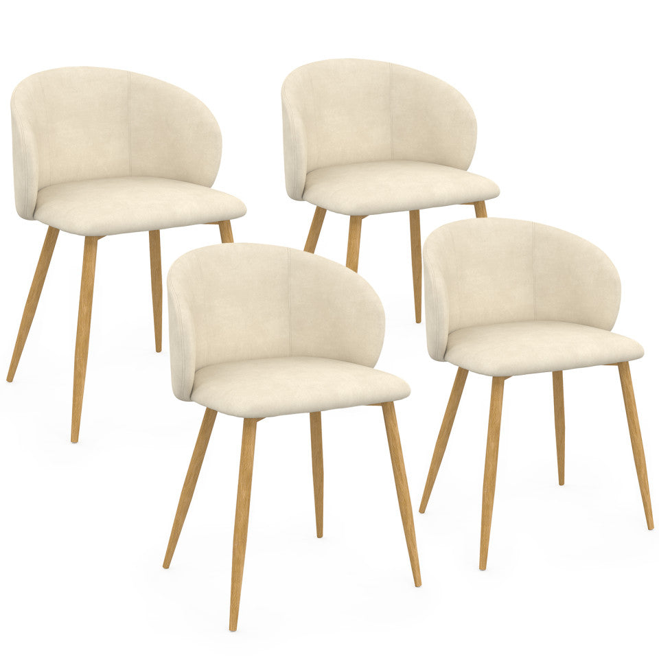 Lot de 4 chaises Léona en velours beige et pieds métal