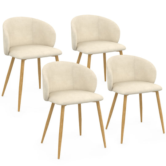 Lot de 4 chaises Léona en velours beige et pieds métal