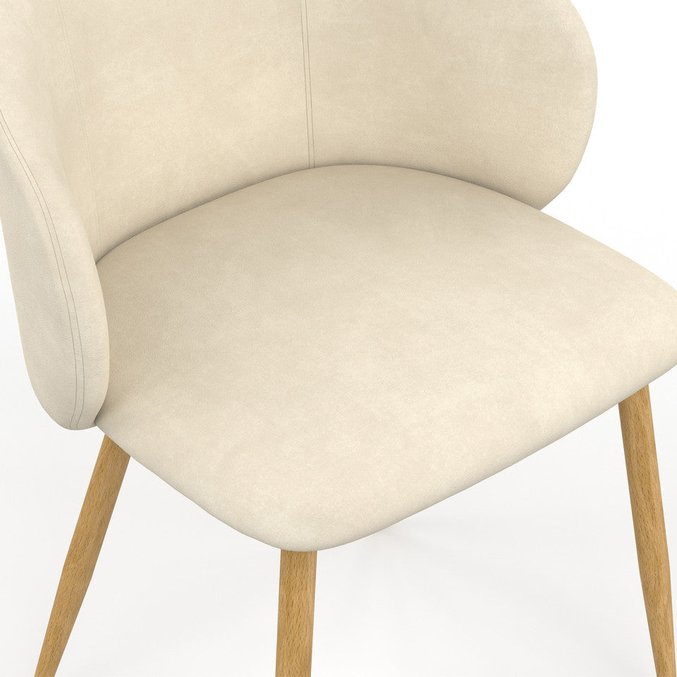 Lot de 4 chaises Léona en velours beige et pieds métal