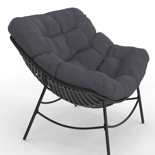 Fauteuil de jardin Lois rotin et coussin gris