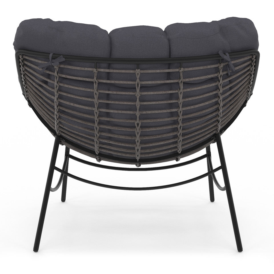 Fauteuil de jardin Lois rotin et coussin gris