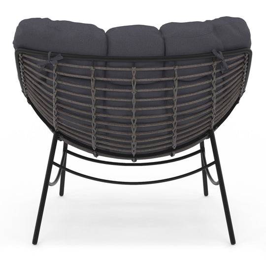 Fauteuil de jardin Lois rotin et coussin gris