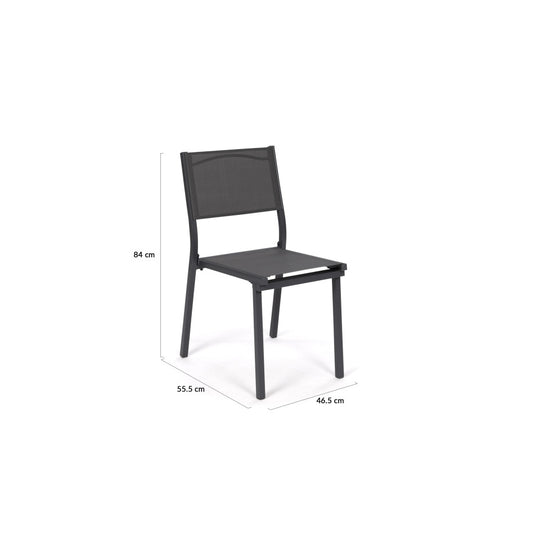 Lot de 6 chaises de jardin empilables en textilène grises