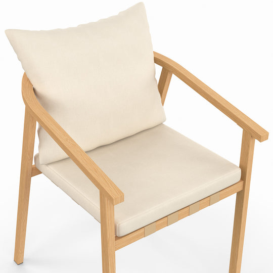 Lot de 4 chaises de jardin Paros métal effet bois et beige