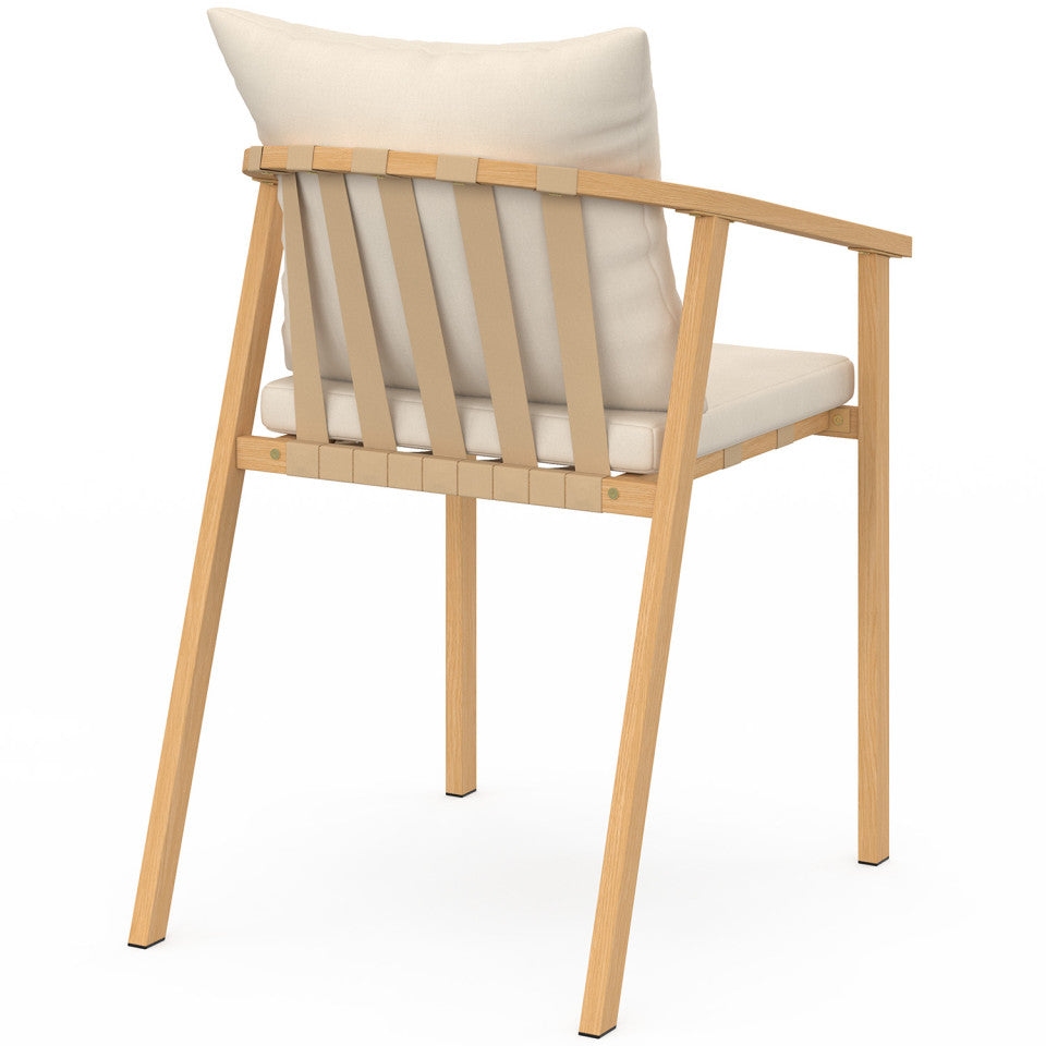 Lot de 4 chaises de jardin Paros métal effet bois et beige