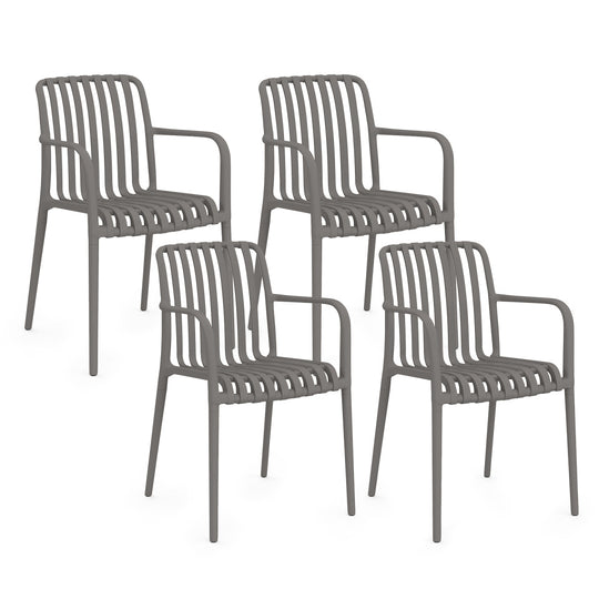 Lot de 4 chaises de jardin empilables Oviedo polypropylène gris
