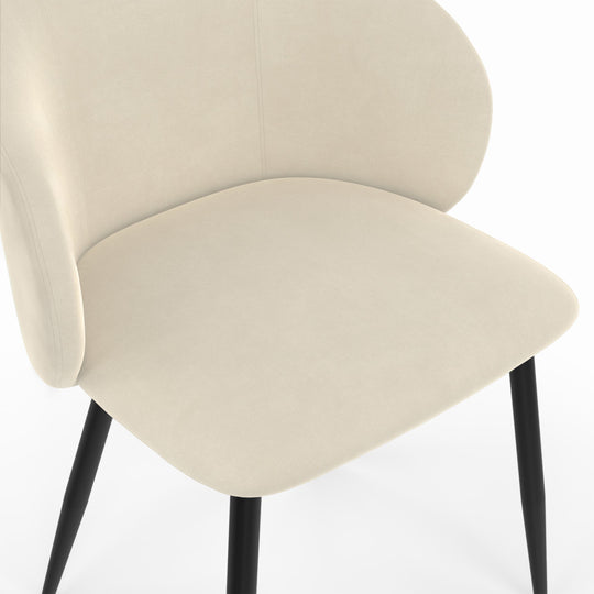 Lot de 2 chaises Léona velours beige et pieds métal