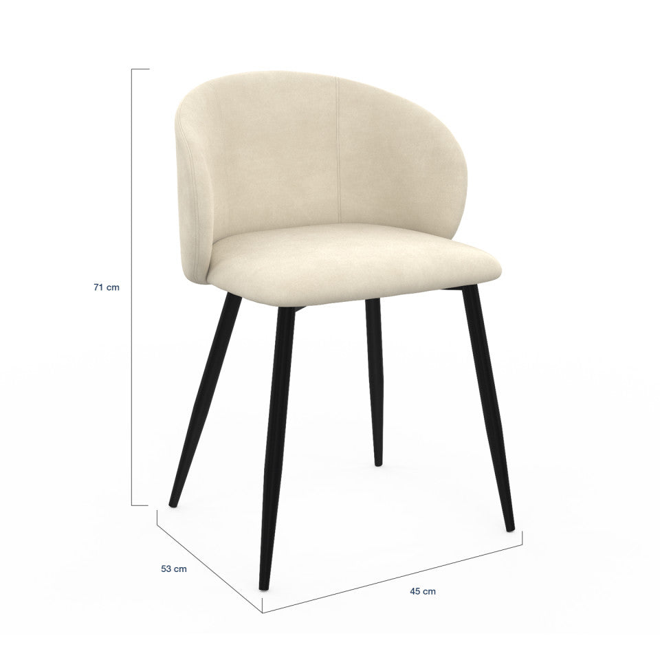 Lot de 2 chaises Léona velours beige et pieds métal