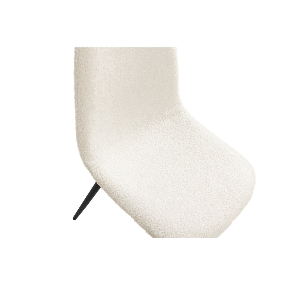 Lot de 4 chaises Sofia en bouclette Blanche et pieds métal Noirs