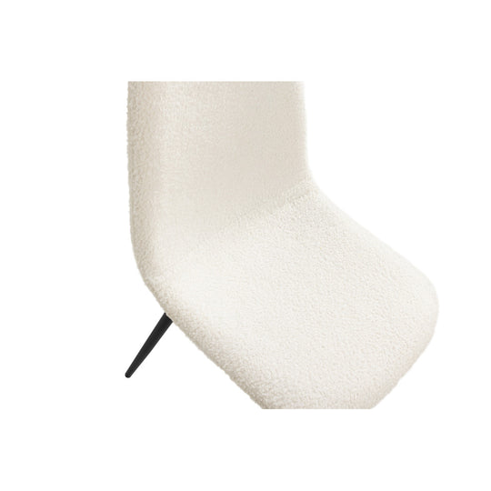 Lot de 4 chaises Sofia en bouclette Blanche et pieds métal Noirs
