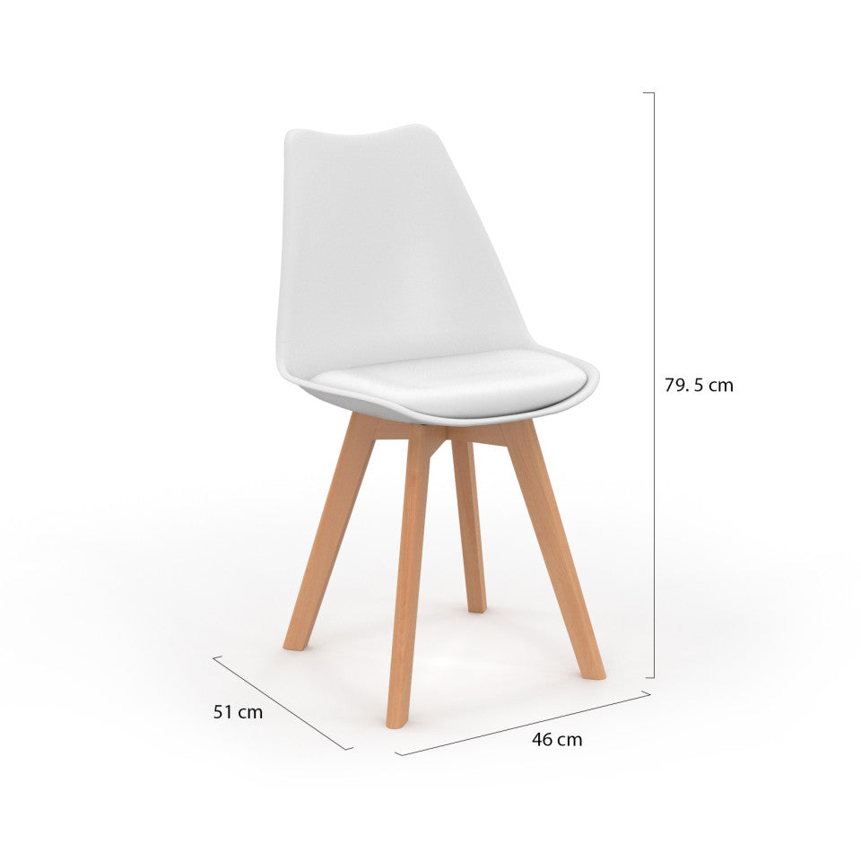 Lot de 4 chaises scandinaves Nordia mix couleurs (Blanc/Rose/Bleu/Gris)