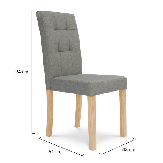 Lot de 6 chaises Polly en tissu Gris et pieds bois