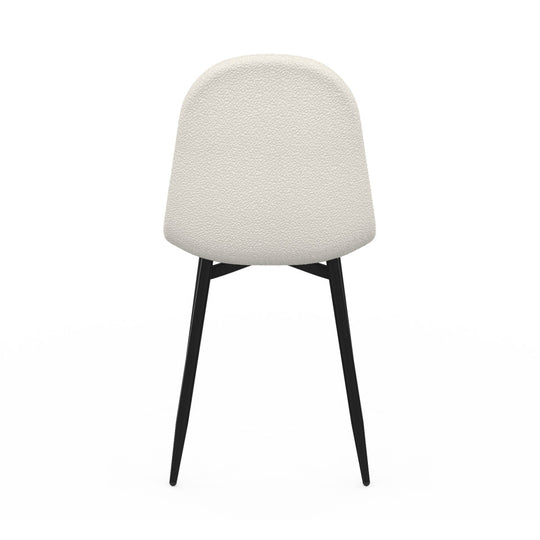 Lot de 4 chaises Sofia en bouclette Blanche et pieds métal Noirs