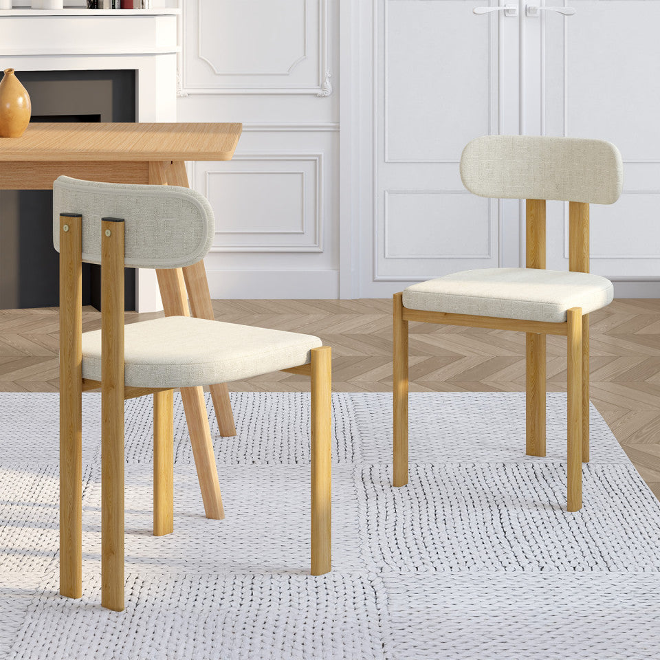 Lot de 2 ou 4 chaises Elsa en tissu beige et pieds métal