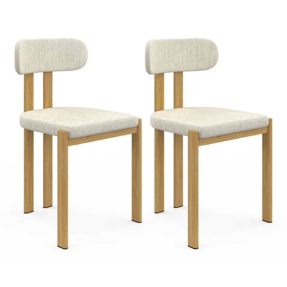 Lot de 2 ou 4 chaises Elsa en tissu beige et pieds métal