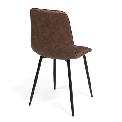 Lot de 4 chaises Linda simili cuir marron et pieds métal noirs