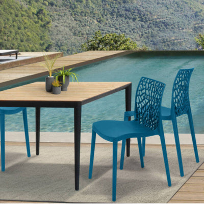 Lot de 4 chaises Dahlia bleu canard