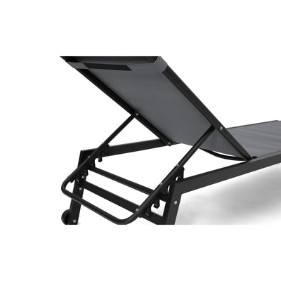 Lot de 2 transats en aluminium et textilene gris FARO