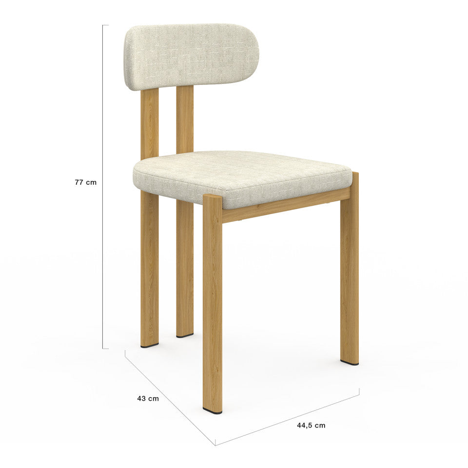 Lot de 2 ou 4 chaises Elsa en tissu beige et pieds métal