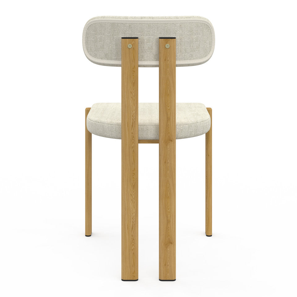 Lot de 2 ou 4 chaises Elsa en tissu beige et pieds métal