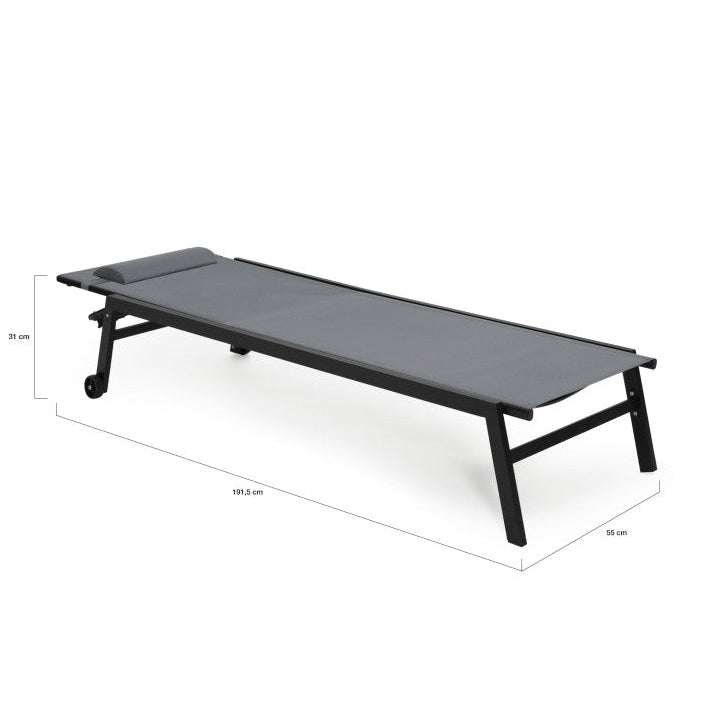 Lot de 2 transats en aluminium et textilene gris FARO