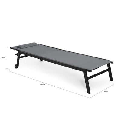 Lot de 2 transats en aluminium et textilene gris FARO