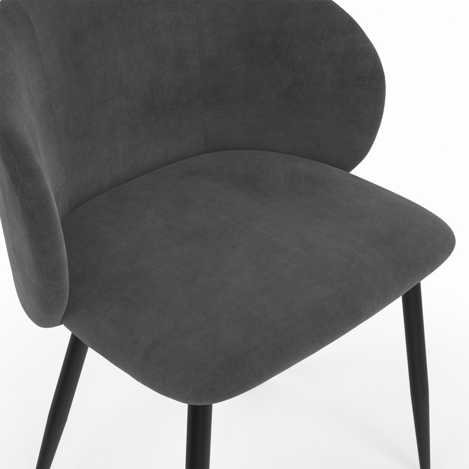Lot de 2 chaises Léona velours Gris foncé et pieds métal