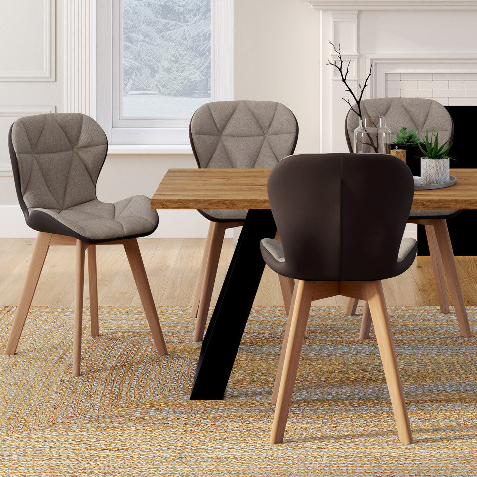 Lot de 2 chaises Gladys taupe et marron
