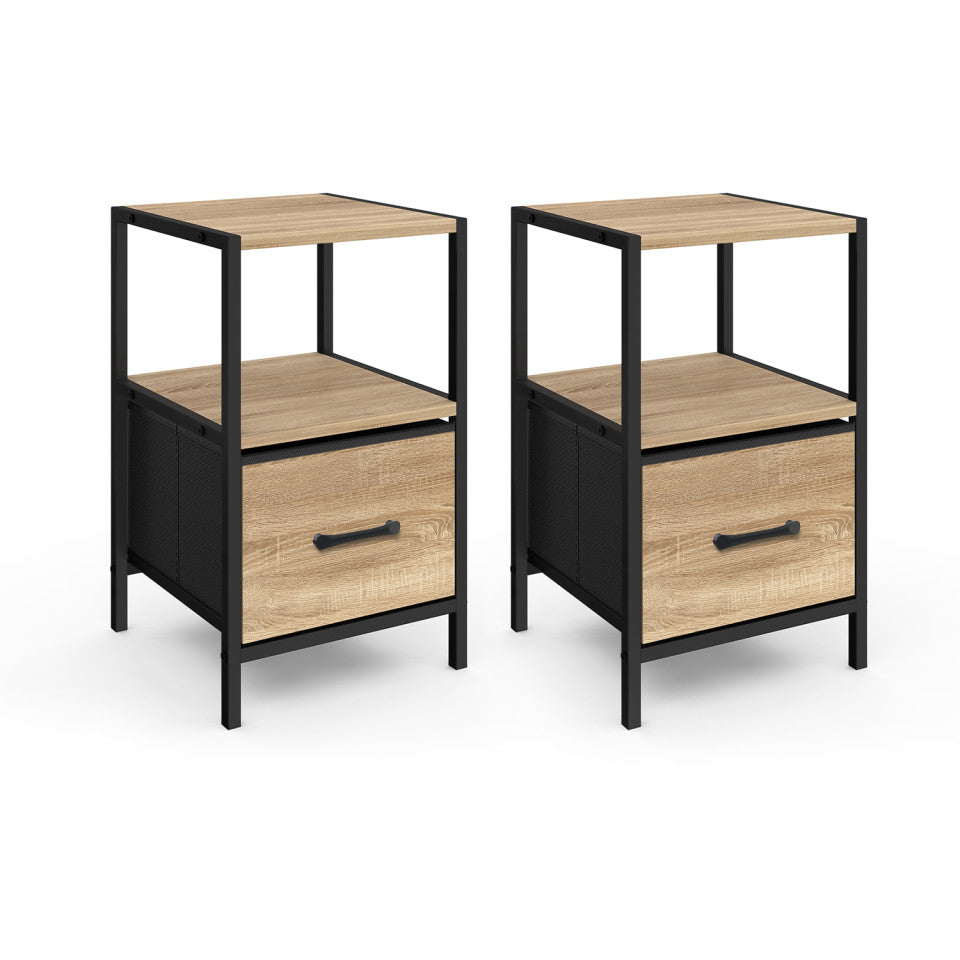 Lot de 2 tables de chevet IRIS – 1 tiroir + 1 niche
