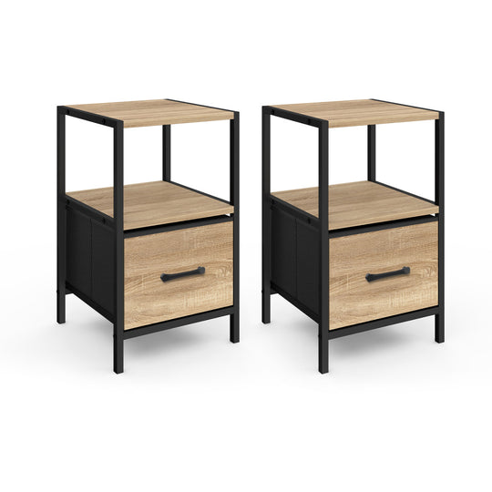 Lot de 2 tables de chevet IRIS – 1 tiroir + 1 niche