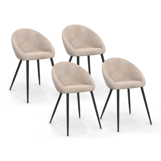 Lot de 4 chaises Dory en velours taupe et pieds métal Noirs