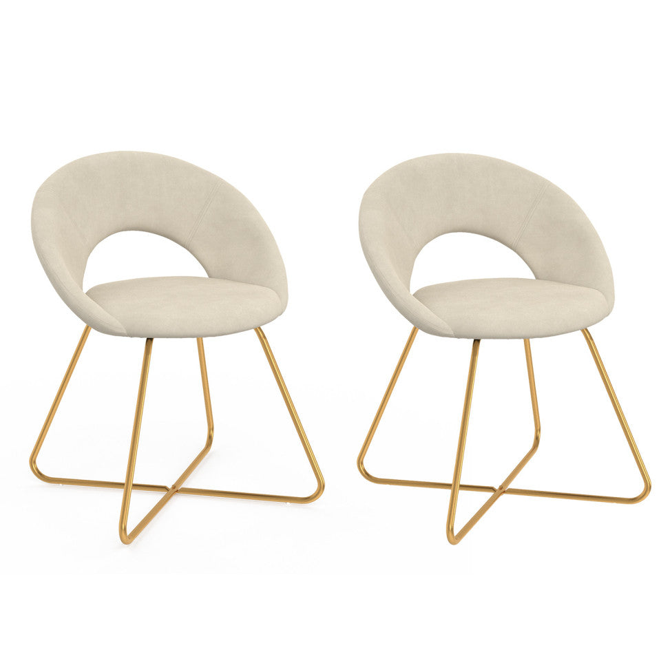 Lot de 2 Chaises Malone en velours creme
