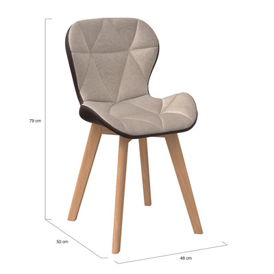 Lot de 4 chaises Gladys taupe et marron